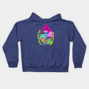 Vintage Aesthetic Trippy Mushrooms Kids Hoodie